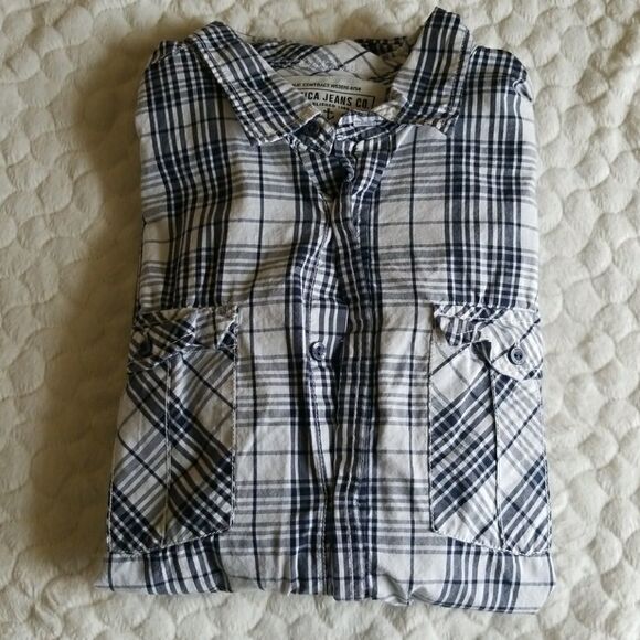 Nautica button down shirt plaid Mens large - Picture 1 of 4